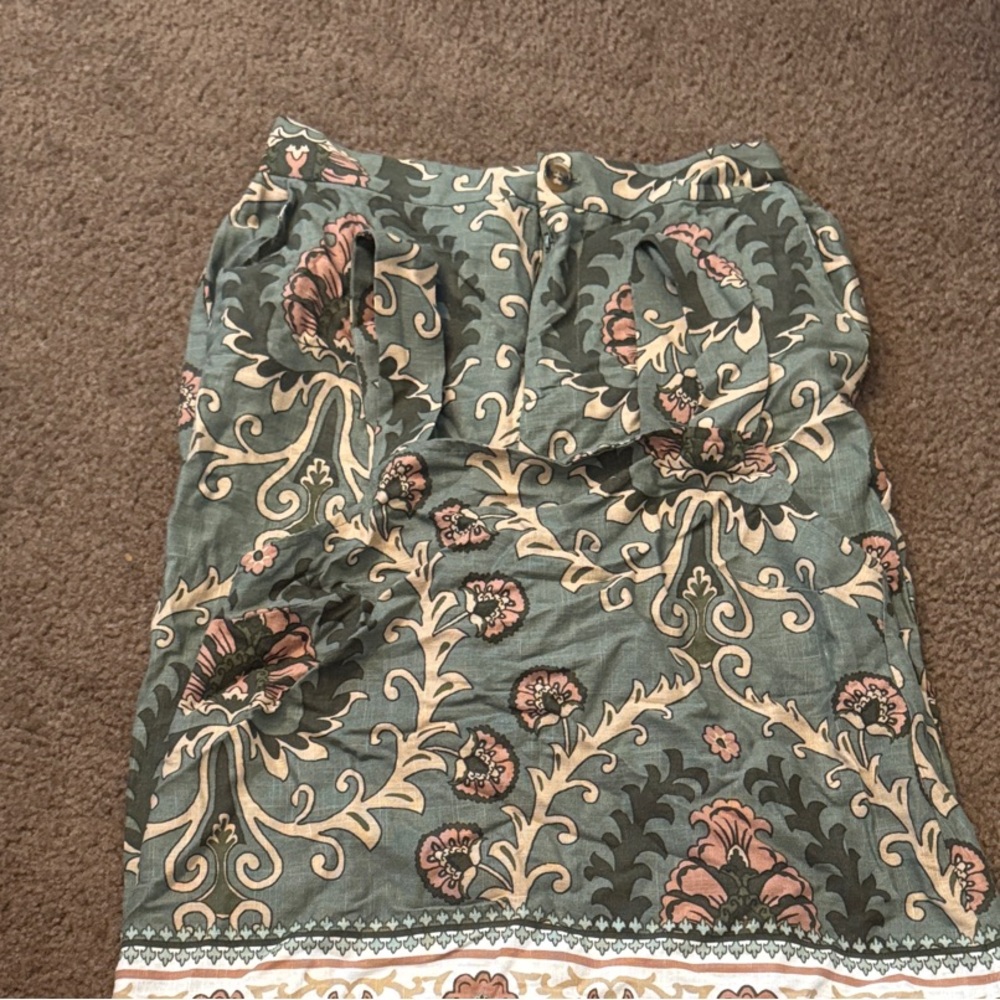 Sanctuary Olive Floral Midi Skirt